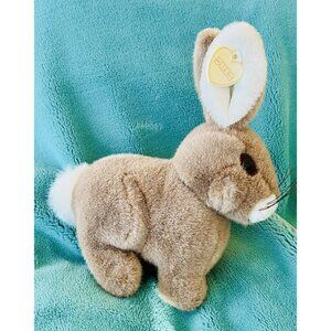 Swib Bunny Rabbit Plush Cottontail 9 INCH Tan White Realistic 1987‎ Tag Vintage
